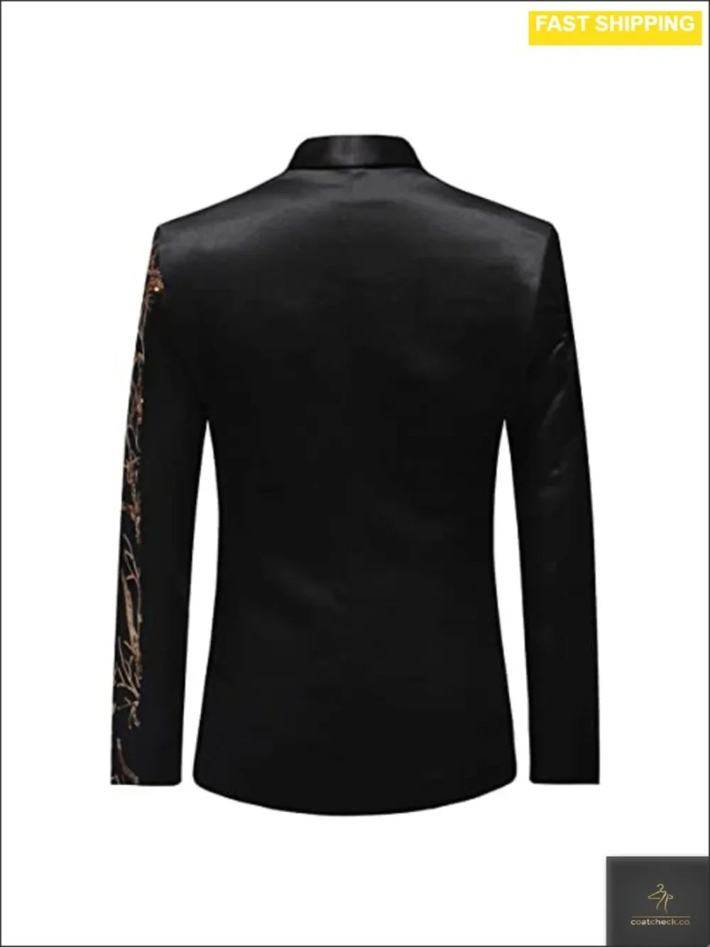 Mens Gold Sequin Blazer Notch Lapel Dinner Party Tux Jacket Slim Fit_5